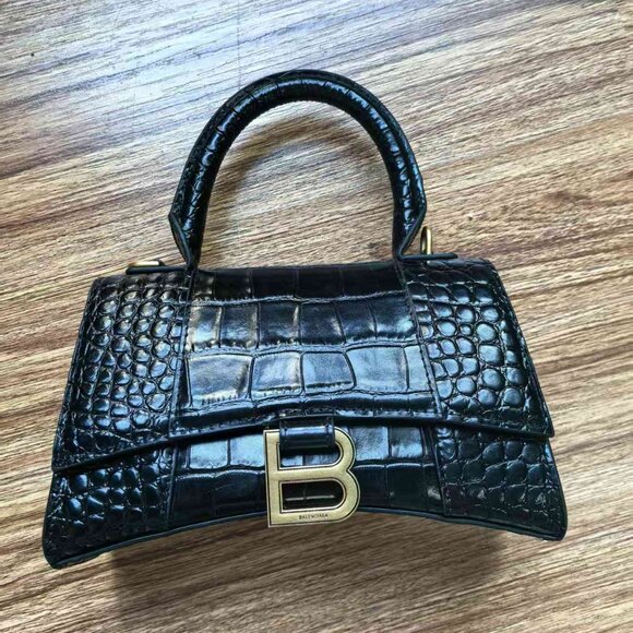 Balenciaga XS Hourglass croc embossed leather bag - Picture 1 of 7